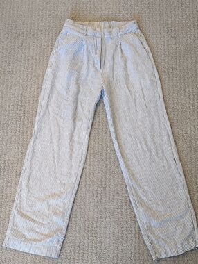 Old Navy White and Charcoal Striped Wide-Leg Pants